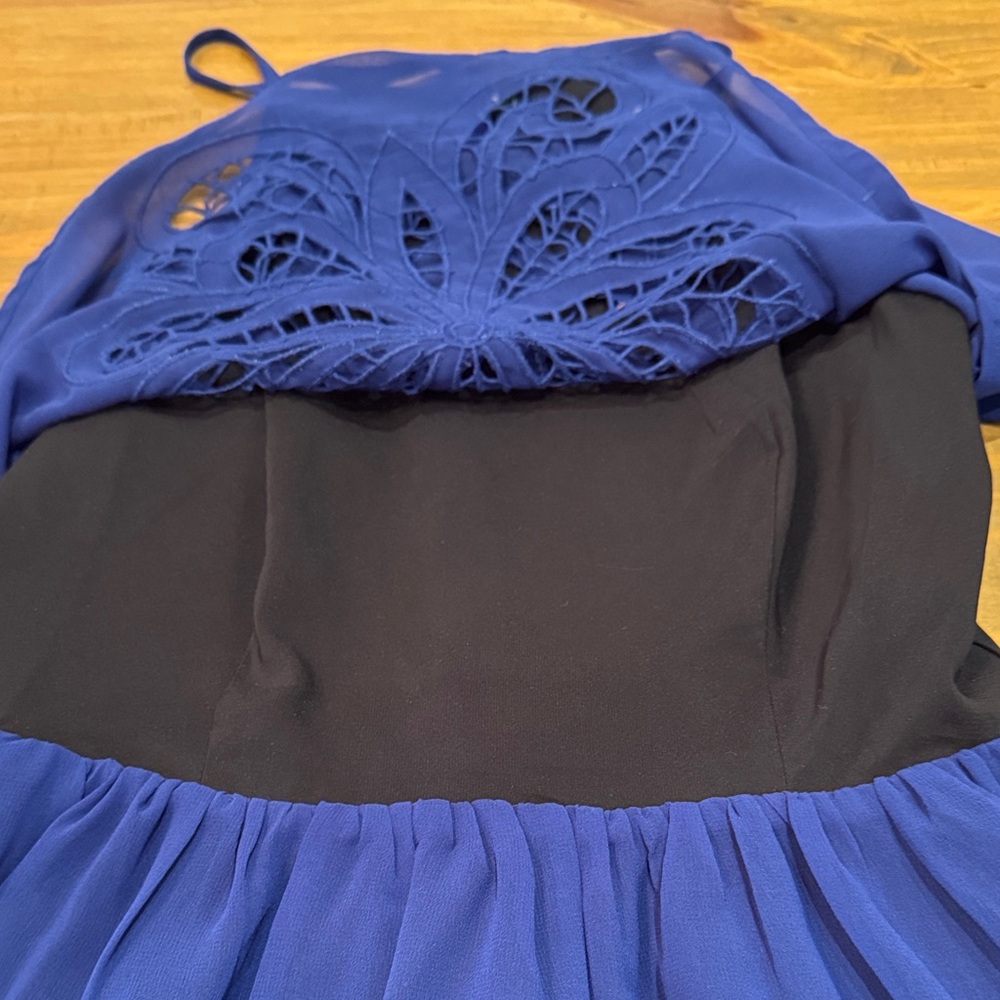 Sugarlips Navy Blue Embroidered Overlay Casual Dress - Picture 8 of 11